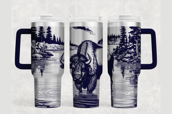 American Bison 40oz Laser Tumbler Wrap Graphics