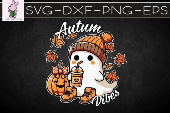 Autumn Vibes Ghost Cute Halloween SVG: Crafts & Graphics for Local Brands