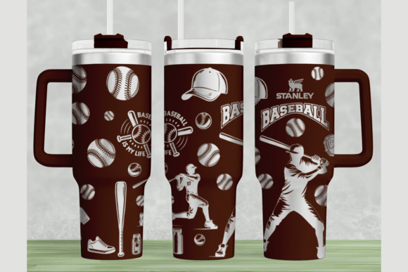Baseball Stanley 40oz Laser Wrap SVG: Graphics for Tumbler Wraps
