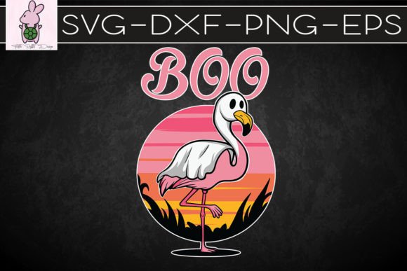 Flamingo Ghost Boo Sunset Halloween SVG: Graphics for Crafts