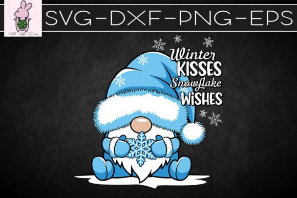 Gnome Winter Kisses Snowflake Wishes SVG: Crafts & Graphics