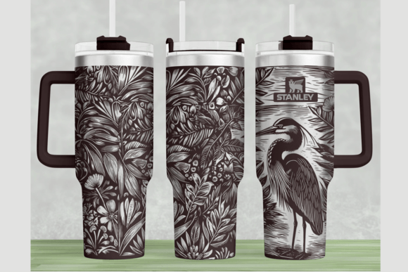 Heron Stanley 40oz Laser Wrap SVG: Graphics for Tumbler Wraps