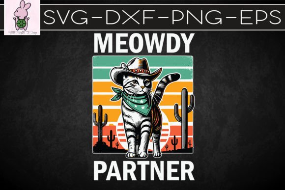 Meowdy Partner Cat Cowboy Hat SVG: Graphics for Crafts & Content