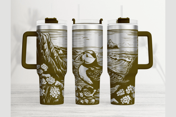 Puffin Atlantic 40oz Laser Tumbler Wrap Graphics