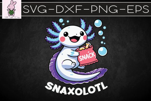 Snaxolotl Cute Axolotl Eating Snack SVG Graphics for Crafts